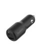 Belkin CCB005BTBK Dual Car Charger Is USB-C Pd 3.0 + USB-A Black