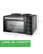 HAMILTON BEACH HB28HDB Mini Oven With Double Hotplate Black