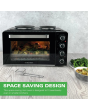 HAMILTON BEACH HB28HDB Mini Oven With Double Hotplate Black