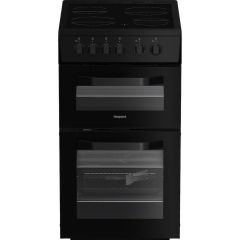 Hotpoint HTE5VCB Freestanding 50cm Electric Cooker with Ceramic Hob - Black