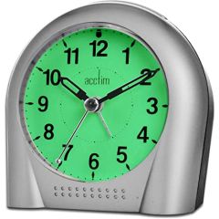 Acctim 12257S Smartlite Alarm Clock, Non-Ticking Seconds Hand Silver
