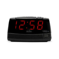 Acctim 16553 Wade 1.2" Red Led Smart Connector Alarm Clock Black