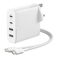Alogic WCG4X100-UK 100W Rapid Power 4 Port USB-C Gan Charger White