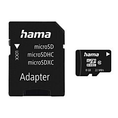 Hama 00108084 8Gb Micro Sdhc Card With Full Size Adaptor Black