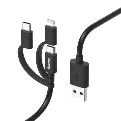 Hama 00183347 3-In-1 Charging / Data Cable - 1M USB Type-C, Lightning, Micro USB 