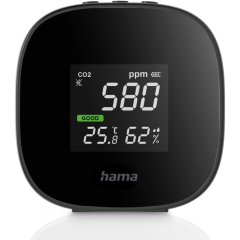 Hama 00186434 Air Quality Detector, Co2 Value, Room Temperature Black