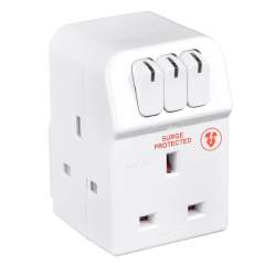 masterplug MSWRG3 Surge Protected Multi Socket X3 White