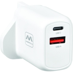 masterplug USBPLGAC30W/U 30W USB A + C Fast Charger White