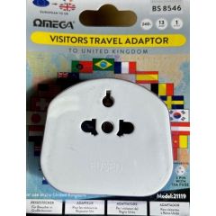 Omega 21119 Visitors Travel Adaptor, 3 Pin With 13A Fuse, 240V White
