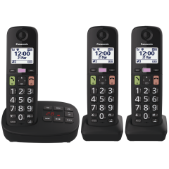 Panasonic KX-TGU133EB Digital Cordlessphone, Easy To Use, 3 Pack Black