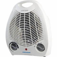Pro Elec PELL0331 2Kw Fan Heater, 2 Heat Settings, Thermostat Control White