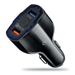 Simply SUSB05 Super Charge Qc 3.0 USB Car Charger / 2 USB Ports + Type-C Black