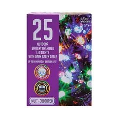 Snow White 511279M 25 Outdoor Battery Operated Led Lights Multi-Coloured