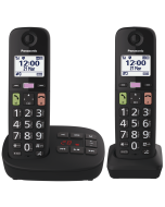 Panasonic KX-TGU132EB Digital Cordlessphone, Easy To Use, 2 Pack Black