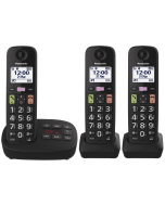 Panasonic KX-TGU133EB Digital Cordlessphone, Easy To Use, 3 Pack Black