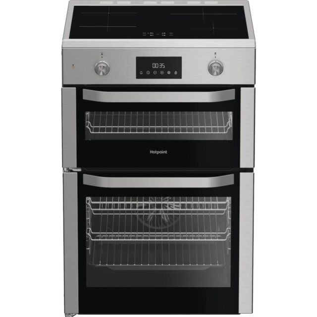 Hotpoint HDE6IDC2X Freestanding 60cm Induction Double Cooker - Inox