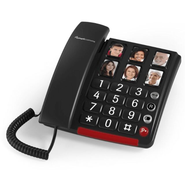 AMPLICOMMS BIGTEL 40PLUS Loud + Clear With Big Buttons Phone Black