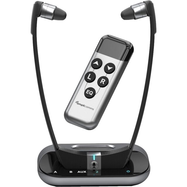 AMPLICOMMS TV3500 TV Earphones Plug And Play Black