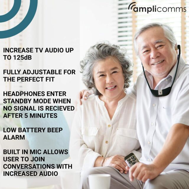 AMPLICOMMS TV3500 TV Earphones Plug And Play Black