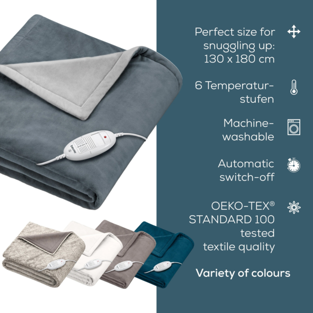 Beurer 421.07 HD 75 Cosy Heated Throw Dark Grey