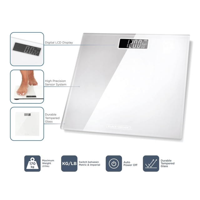 Black And Decker BXBS0001GB Digital Bathroom Scale White