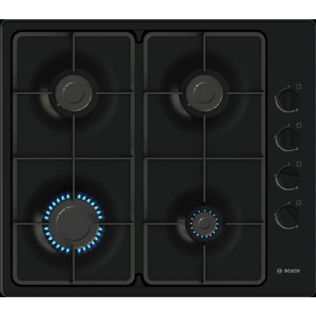 Bosch PBP6B6K60 Series 2, Gas Hob, 60 Cm, Enamel, Black