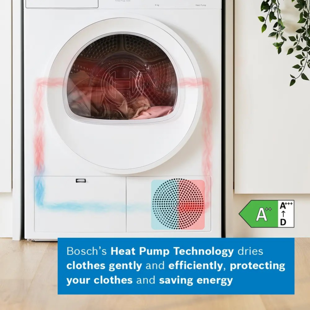 Bosch WTH85225GB Series 4, Heat Pump Tumble Dryer White