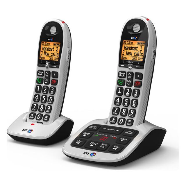 BT 084666 Bt4600 Twin Digital Cordless Big Button Phone With Answer Machine