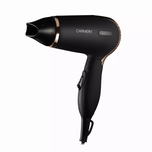 Carmen C80020COP 1200W Travel Hair Dryer Foldable Handle Black