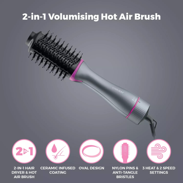 Carmen C81243 2-In-1 Volumising Hot Air Brush Grey