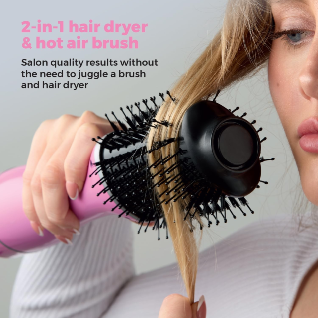 Carmen C81243PNK 2-In-1 Volumising Hot Air Brush Pink