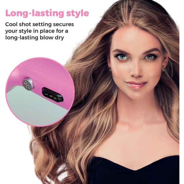 Carmen C81247PNK 2200W Hair Dryer, Three Heat & Two Speed Settings Pink