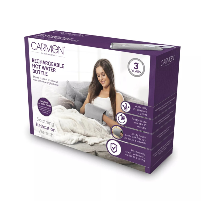 Carmen C85043GRY Rechargeable Hot Water Bottle Grey