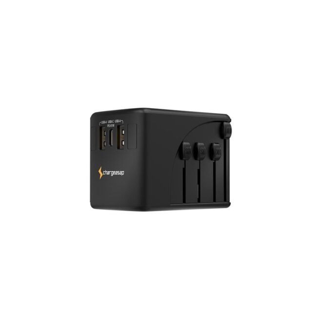 Chargeasap G6101B 65W Travel Adapter - 3 USB Ports + 1 Ac Port Black