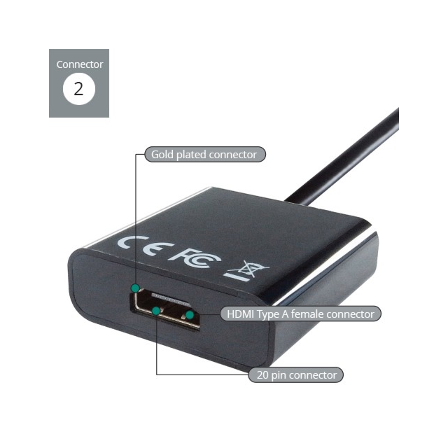 Connekt gear 26-0402 USB 3.1 Type C To HDMI Active 4K Adapter - Male To Female Black