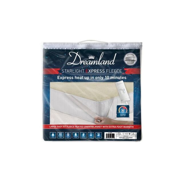 Dreamland 16565 Single Underblanket, Washable, Easy Fit Cream 