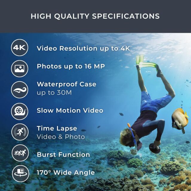Easypix 20160 Goxtreme Vision+ 4K Video With 2inch Touch Screen Silver / Black