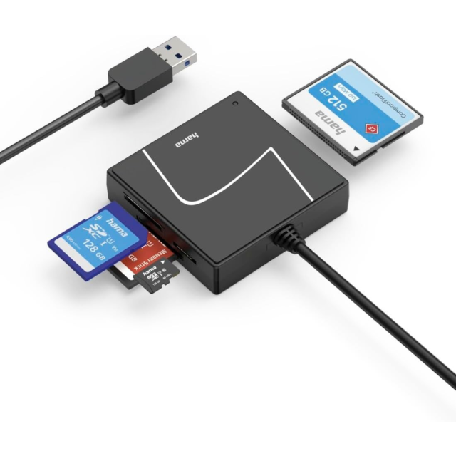 Hama 00200148 USB Card Reader Sd, Microsd, Cf, Ms, 4-In-1 Black