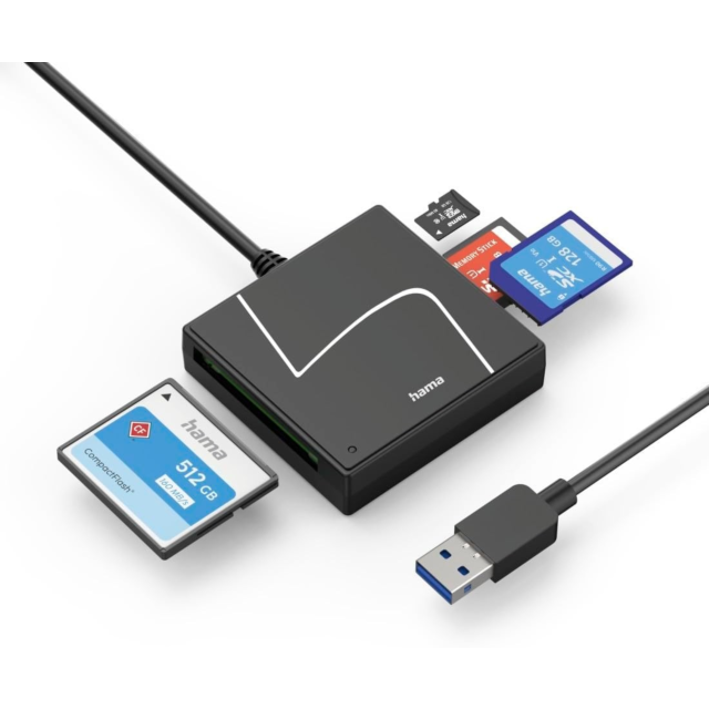 Hama 00200148 USB Card Reader Sd, Microsd, Cf, Ms, 4-In-1 Black