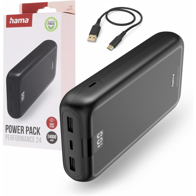 Hama 00201711 Ready To Use Power Pack 15W 24000Mah Black
