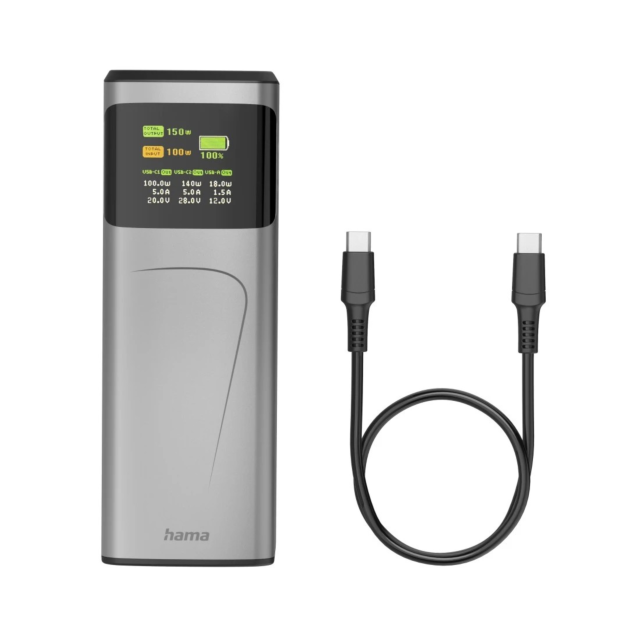 Hama 00201742 High Power Pack 24000Mah 150W Fast Charge Grey