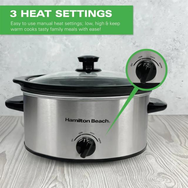 HAMILTON BEACH HBSC040S 3.5 Litre Slow Cooker Silver