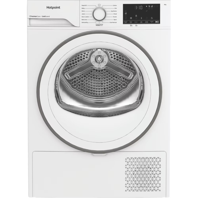 Hotpoint CHSD83MWWUK Heat Pump Tumble Dryer: Freestanding, 8,0Kg White