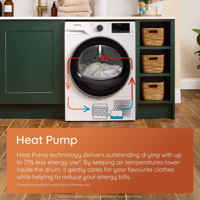 Hotpoint CHSD83MWWUK Heat Pump Tumble Dryer: Freestanding, 8,0Kg White