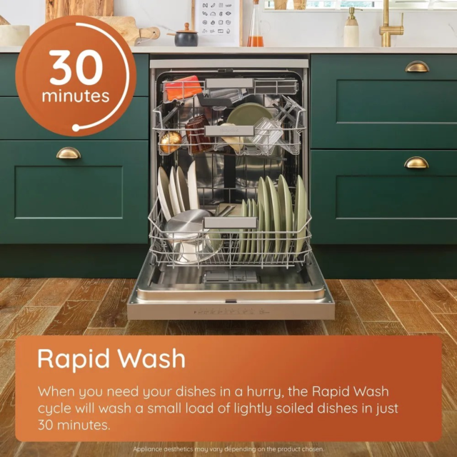 Hotpoint HP2FFC14BN6XUK Fs Full Size Dishwasher 14 Place Set 8.9L 7 Progs With Activedry Inox