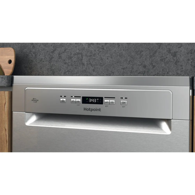 Hotpoint HP2FFC14BN6XUK Fs Full Size Dishwasher 14 Place Set 8.9L 7 Progs With Activedry Inox