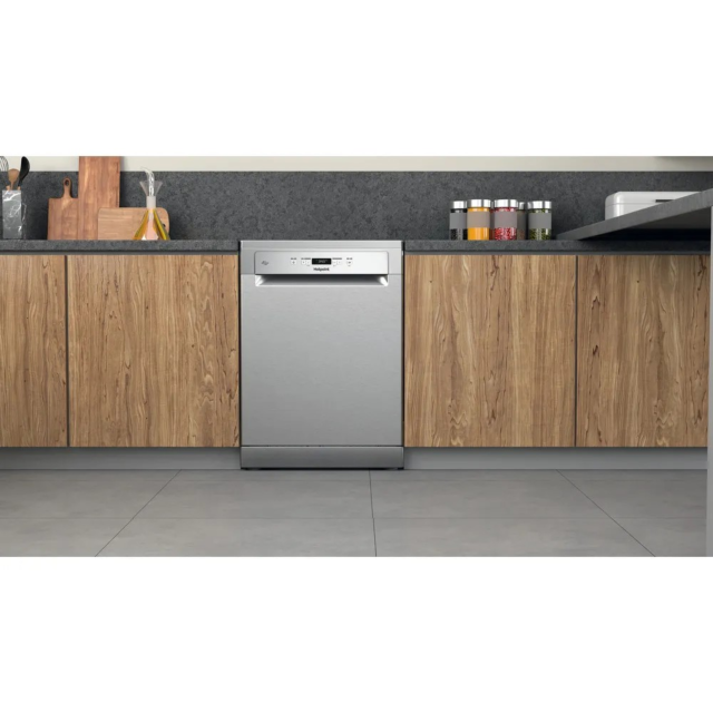Hotpoint HP2FFC14BN6XUK Fs Full Size Dishwasher 14 Place Set 8.9L 7 Progs With Activedry Inox