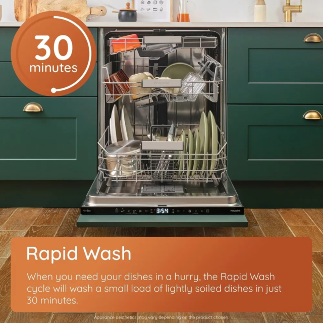 Hotpoint HP2IFC14BN6UK Bi Full Size Dishwasher 14 Place Set 8.9 L 9 Progs With Activedry Black