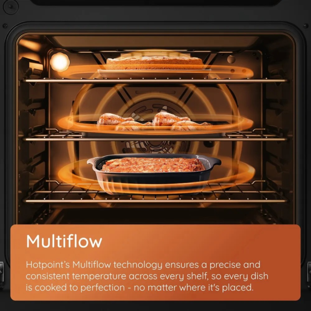 Hotpoint HTE6VDCB1 60Cm Electric Twin Cooker With Multiflow Black