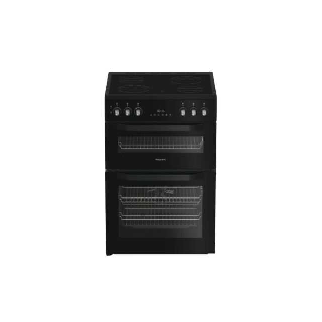 Hotpoint HTE6VDCB1 60Cm Electric Twin Cooker With Multiflow Black